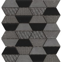 Trapezoid  Black Marble Mosaic Tile, Nero and textured stone Mix