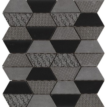 Trapezoid Black Marble Mosaic Tile, Nero and textured stone Mix