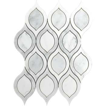 Water Jet Mosaic, White Carrara with Gray marble in interweave layou