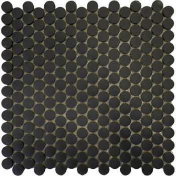 Non-Slip Matte Black Penny Round Porcelain Mosaic Tile