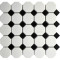 White Octagon with Black Dots Porcelain Mosaic Tile