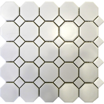 White Octagon Porcelain Mosaic Tile