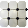 White Octagon with Black Dots Porcelain Mosaic Tile