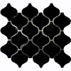 Black Arabesque shaped Porcelain Mosaic Tile, Glossy