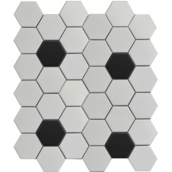 White 2D hexagon Porcelain Mosaic Tile