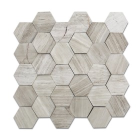 12''x 12'' White Oak Hexagon Marble Mosaic,Seamless