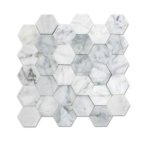12''x 12'' Bianco Carrara Hexagon Marble Mosaic seamless