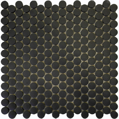 black penny round ceramic mosaic