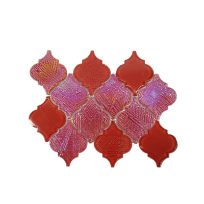 warterjet metallic shiny red glass mosaic tile