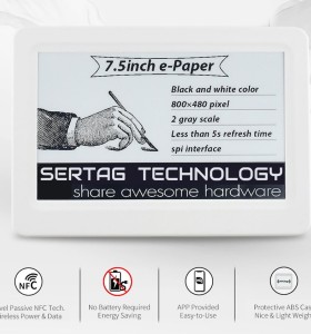 Sertag 7.5inch  NFC Electronic Shelf Label Without  Battery Mobile Apps