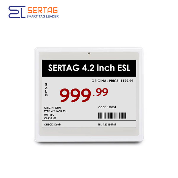 2.4G Etiquetas electrónicas para estantes Sertag de 4,2 pulgadas, etiquetas de exhibición de papel electrónico para venta minorista