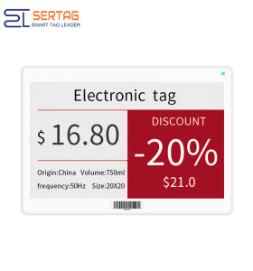 El estante electrónico de baja potencia de 10,2 pulgadas etiqueta la operación móvil de los precios de la tinta electrónica de BLE