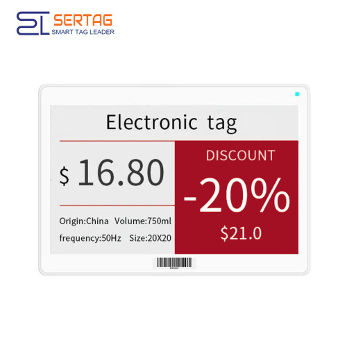 10.2inch Low Power Electronic Shelf Labels BLE E-ink Price Tags Mobile Operation