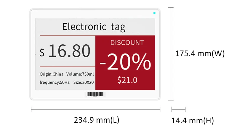 10.2 inch price tag
