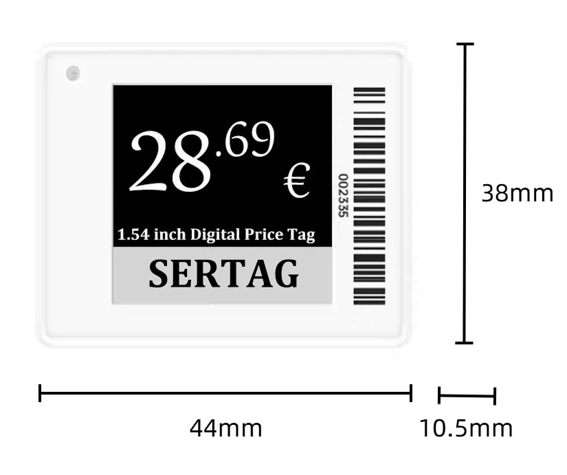 Etiqueta de estante electrónica de tinta electrónica de precio digital de 1,54 pulgadas