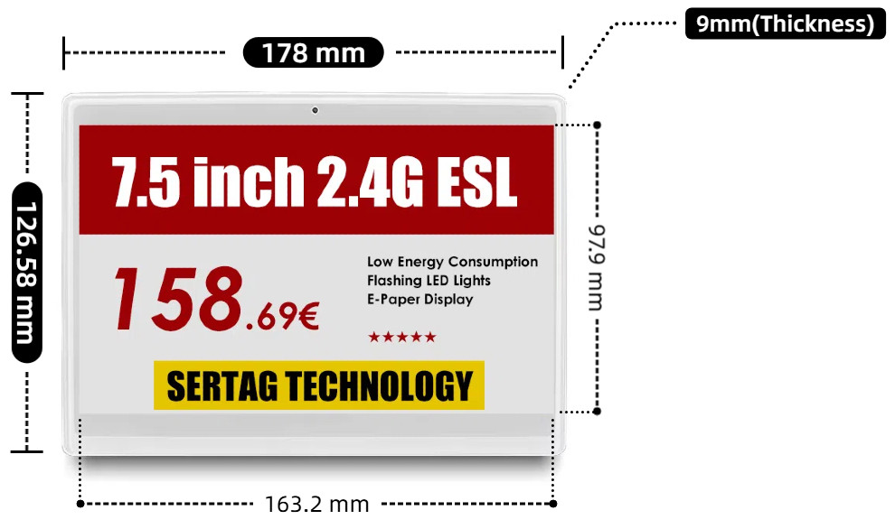 7.5 inch digital price tag