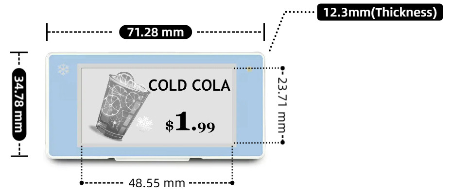 2.13inch low temperature epaper digital price tag