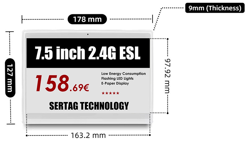 7.5 inch Retail Electronic Shelf Labeling