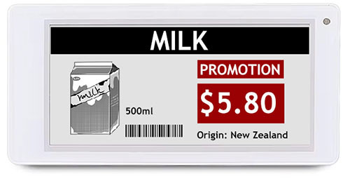 digital price tag grocery store 3.5 inch