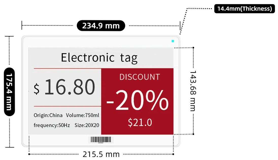 10.2 inch supermarket digital price tags