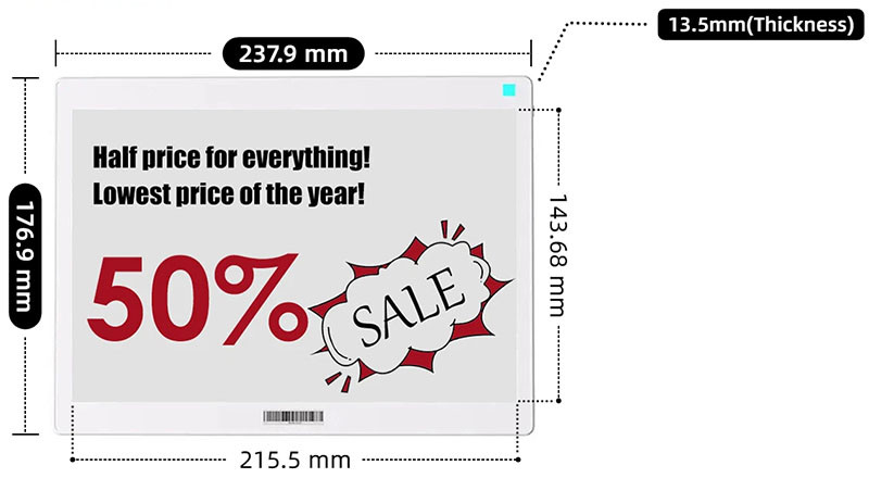10.2 inch wifi electronic shelf label