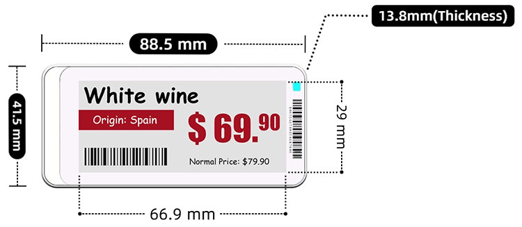 2.9 inch electronic shelf price display