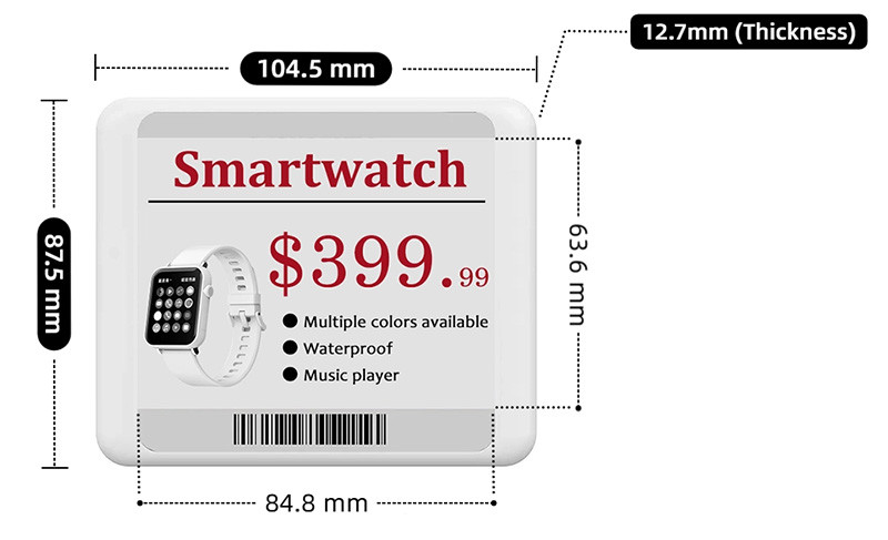 4.2 inch electronic shelf labels dimension