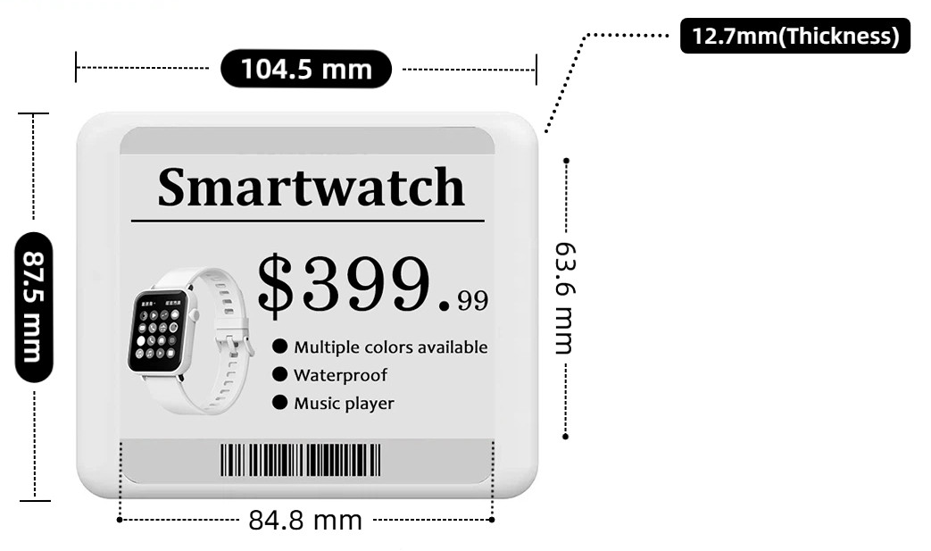 4.2 inch electronic shelf label display