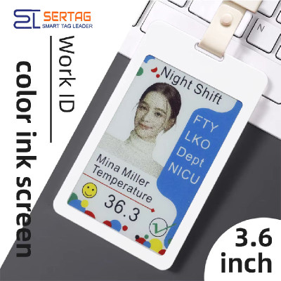 3.6 inch Color E-paper Smart Badge Bluetooth Low Power E-ink ID Badge for Workplace Security