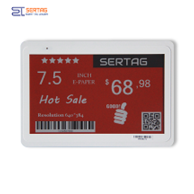 7.5 inch tricolor 640*384 resolution electronic shelf edge labels for retail