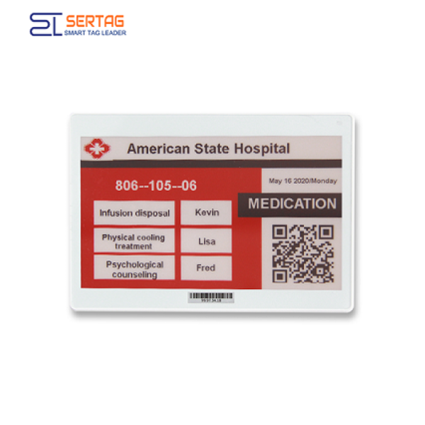 Etiqueta electrónica Sertag E-ink para atención sanitaria tricolores 7,5 pulgadas SETR0750R