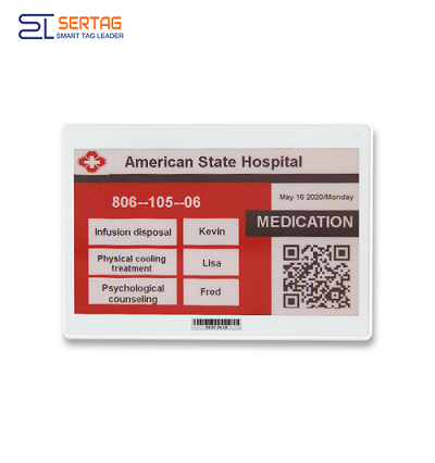 Etiquetas de precios digitales tricolores inalámbricas de tinta electrónica de 7,5 pulgadas para atención sanitaria