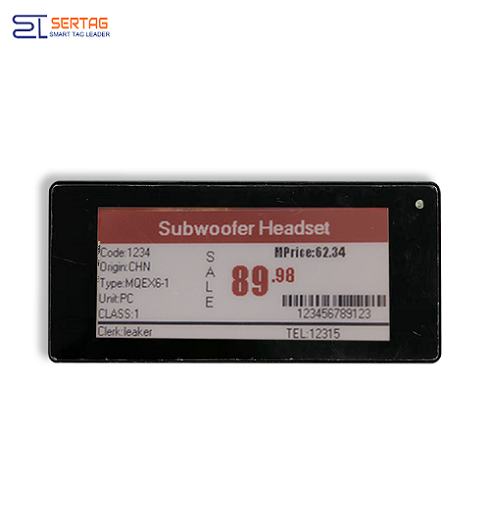 Sertag Retail Electronic Price Tags 2.4G 2.9inch Black Case Transmission