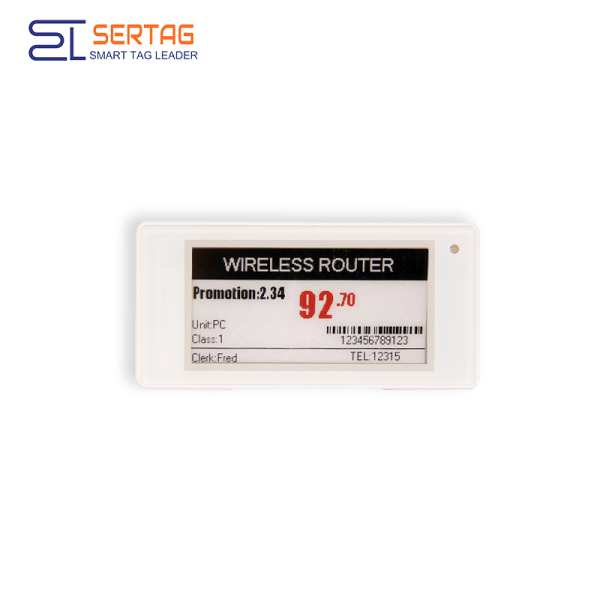 Sertag el estante electrónico al por menor de 2,13 pulgadas etiqueta las etiquetas de la energía baja 2.4G