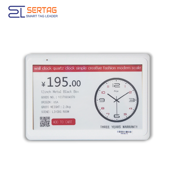 Sertag Retail Smart Digital Labels 2.4G Transmisión inalámbrica de 10.2 pulgadas