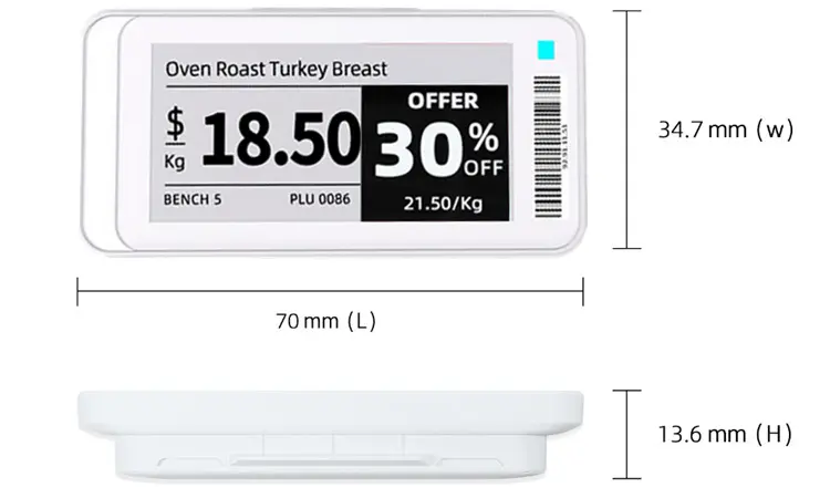 2.13inch bluetooth esl dimension