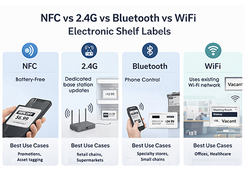 2.4G vs Bluetooth vs WiFi vs NFC ESL: What's the Best Electronic Shelf Label Technology?