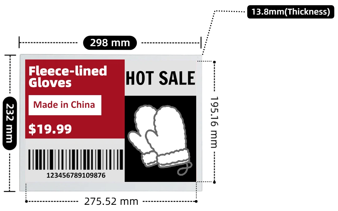 13.3 inch e-ink display tag