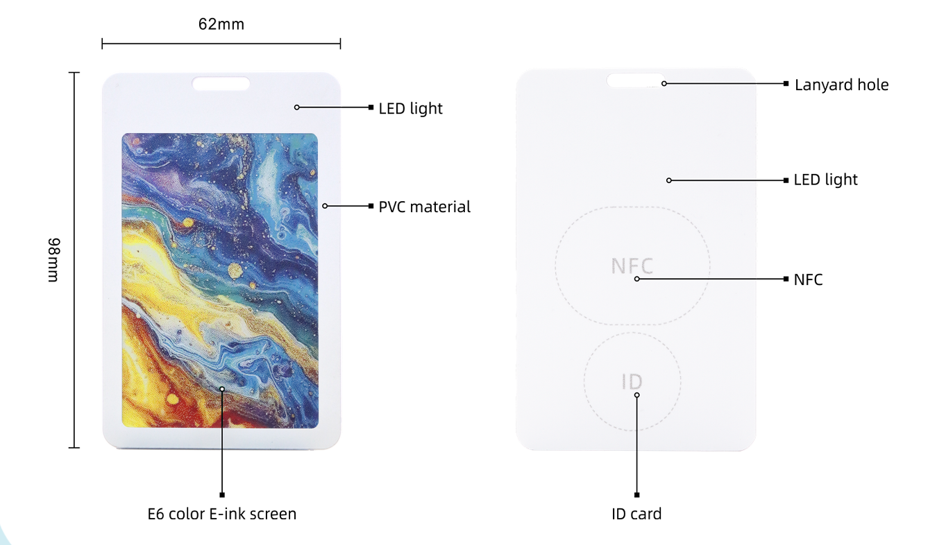 what is 3.6 inch NFC electronic name tag looks like