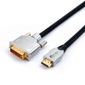 Metal Shell HDMI HDTV to DVI 24+1 Male to Male Bi-Directional Adapter Cable
