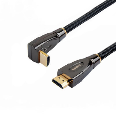 24K Gold Plated 90 degree Zinc Alloy Shell male to male 4k hdmi 2.0 cable