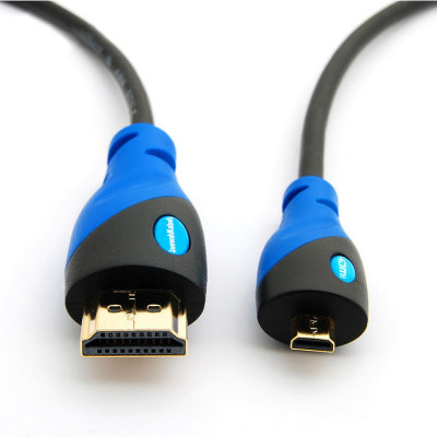 High Speed  Mini HDMI Cable with Ethernet, ARC, PS4, XBOX, HDTV  Black+Blue PVC Injection Assembly