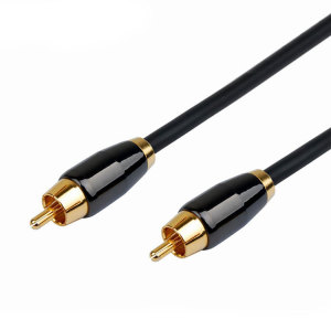Black Metal Shell RCA Phono Male to Female Audio Extension Lead Cable