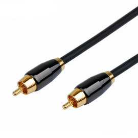 Black Metal Shell RCA Phono Male to Female Audio Extension Lead Cable