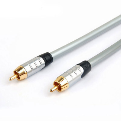 Metal Shell Silvery RCA Phono Male to Female Audio Extension Lead Cable