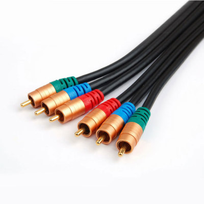 Colorful Metal Shell 3RCA Phono Male to 3RCA male Audio  Cable
