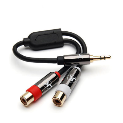 Silvery Metal Shell Gold Plated 3.5 To 2RCA Audio Video cable