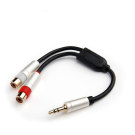 Silvery Metal Shell Gold Plated 3.5 To 2RCA Audio Video cable