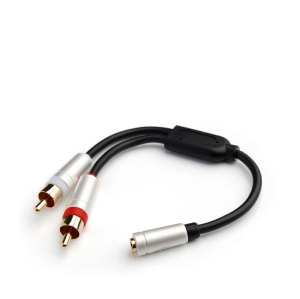 Silvery Metal Shell Gold Plated 3.5 To 2RCA Audio Video cable