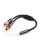 Black Metal Shell 3.5 To 2RCA Female to Female Audio Video cable